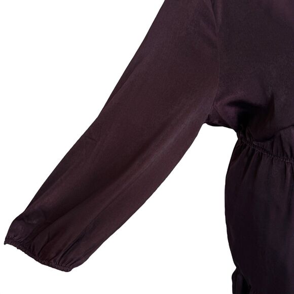 Black Tape SZ X A-Line Dress 3/4 Balloon Sleeves Ruffled Keyhole Neck Purple New - Picture 3 of 9